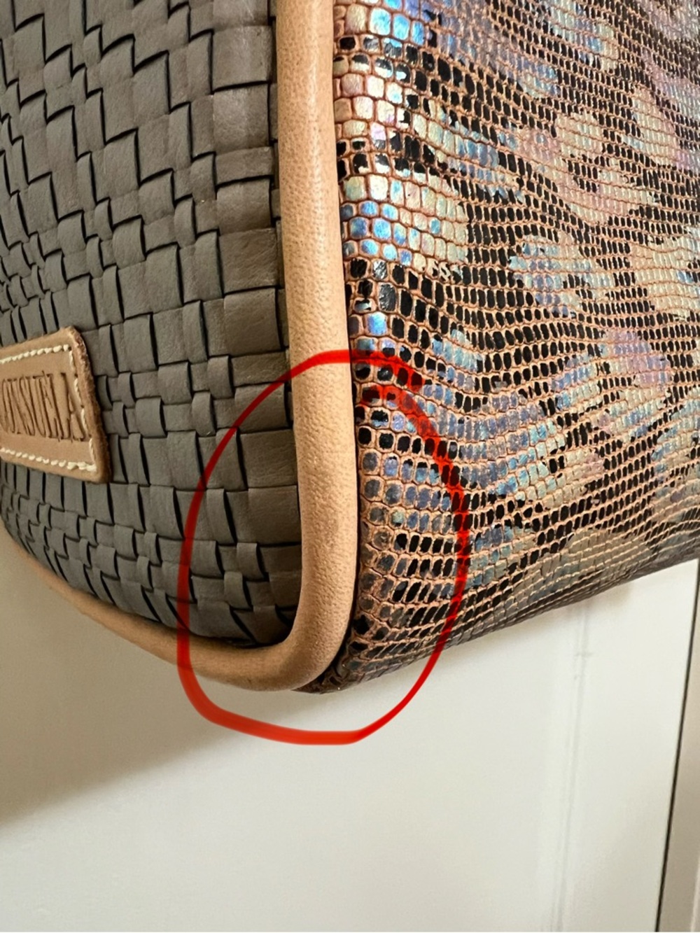 Consuela Iridescent Leopard-Print Tote in Tan and Brown - Picture 15 of 16